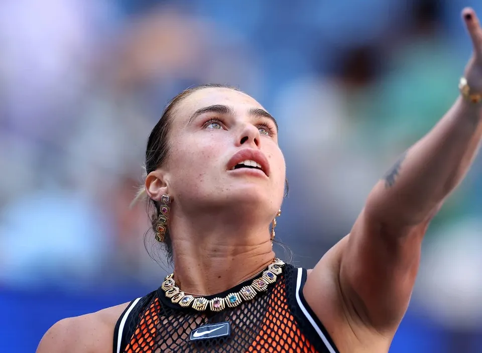 Tennis ace Aryna Sabalenka has been wearing a custom Material Good necklace featuring 127 carats of gemstones, inspired by the energy of New York City